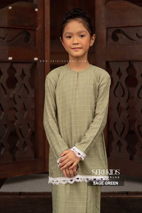 SERI KURUNG KIDS in SAGE GREEN