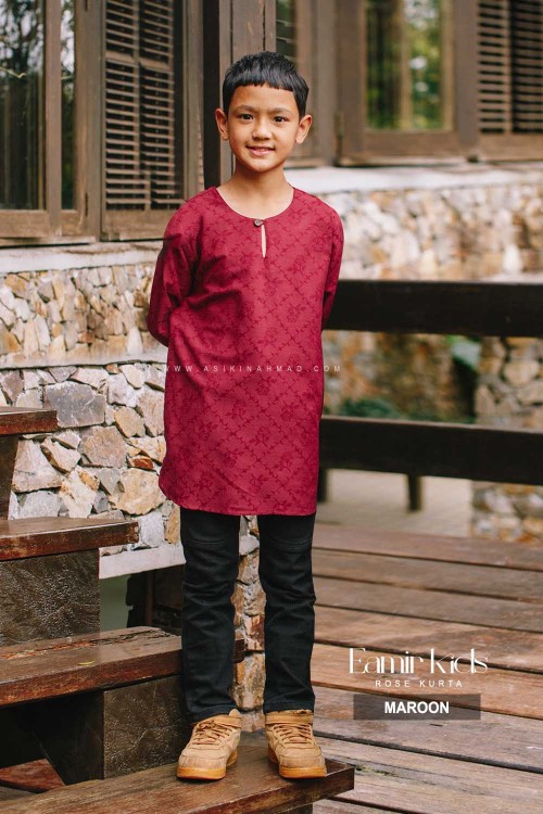 EAMIR KURTA KIDS in MAROON