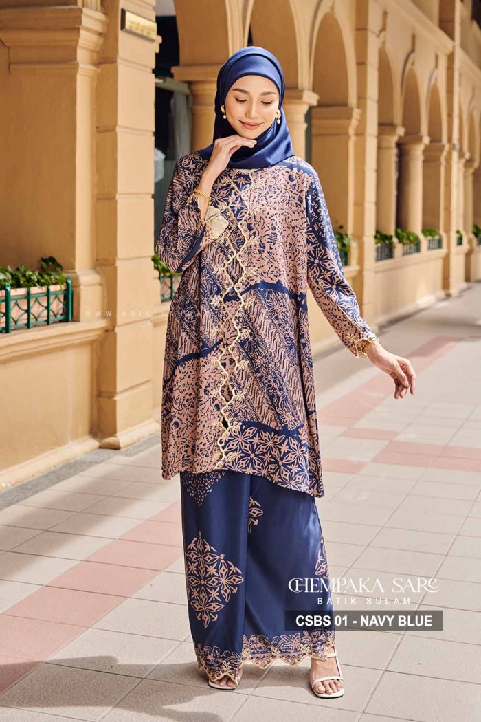 CHEMPAKA SARE BATIK SULAM (CSBS-1) - NAVY BLUE