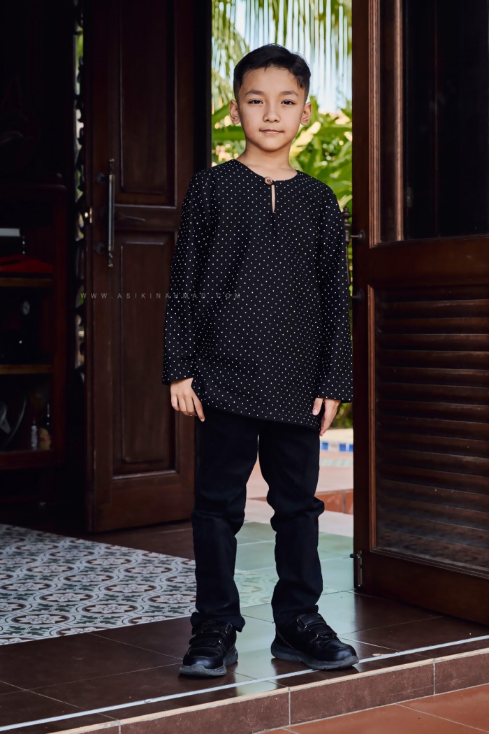 INDERA KURTA KIDS (IKK-D2) in BLACK WHITE