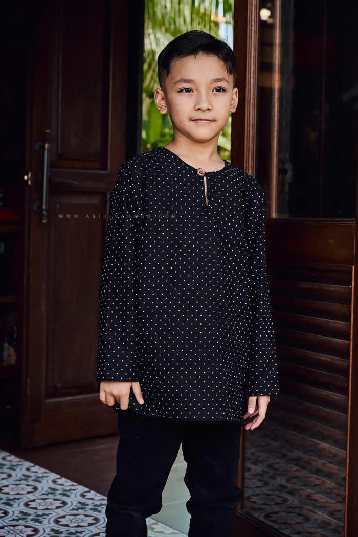 INDERA KURTA KIDS (IKK-D2) in BLACK WHITE