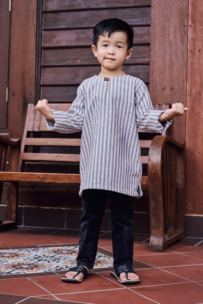 INDERA KURTA KIDS (IKK-D1) in GREY