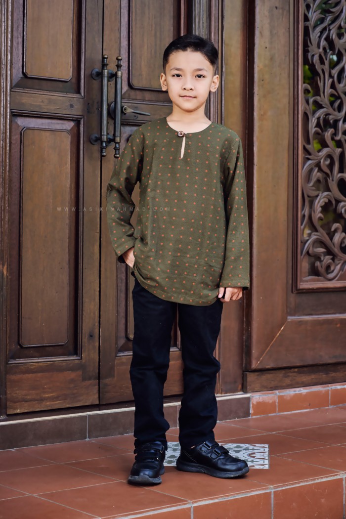 INDERA KURTA KIDS (IKK-D2) in OLIVE