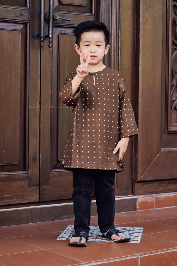 INDERA KURTA KIDS (IKK-D2) in RICH BROWN