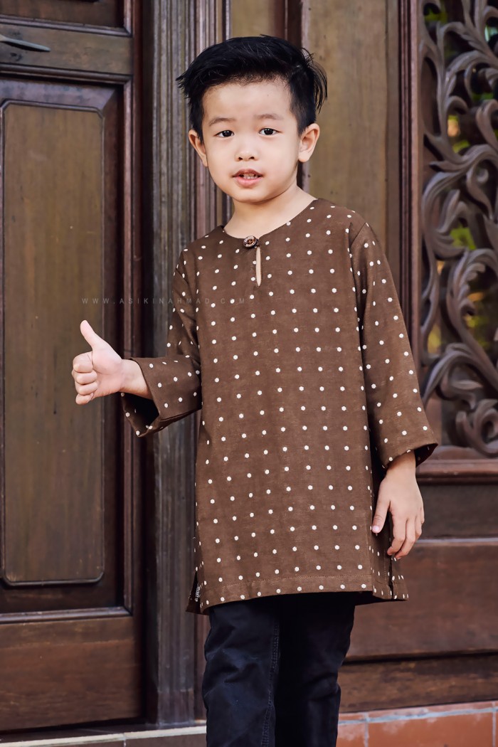 INDERA KURTA KIDS (IKK-D2) in RICH BROWN