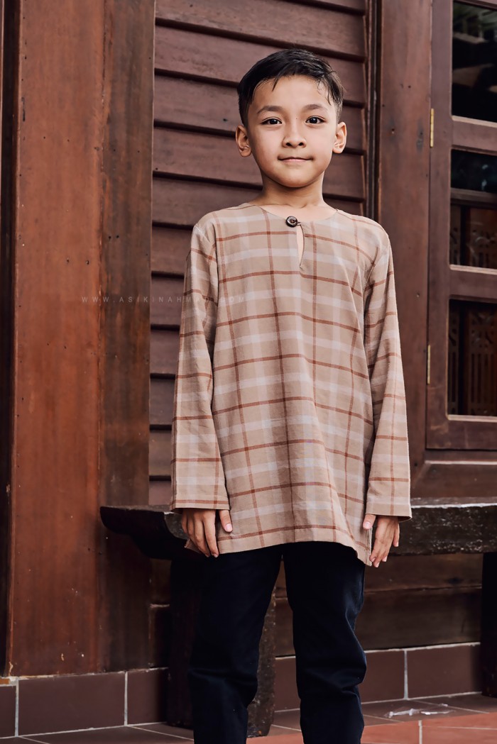 INDERA KURTA KIDS (IKK-D4) in RICH BROWN