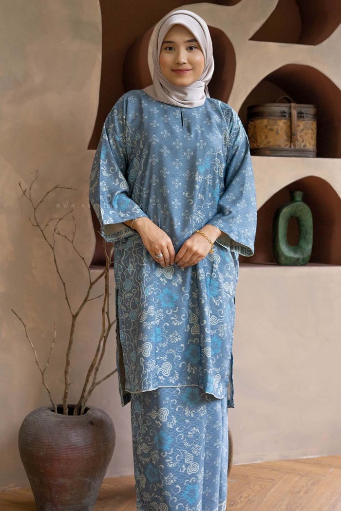 MELUR BATIK KURUNG (MBD-7) SMOKE BLUE