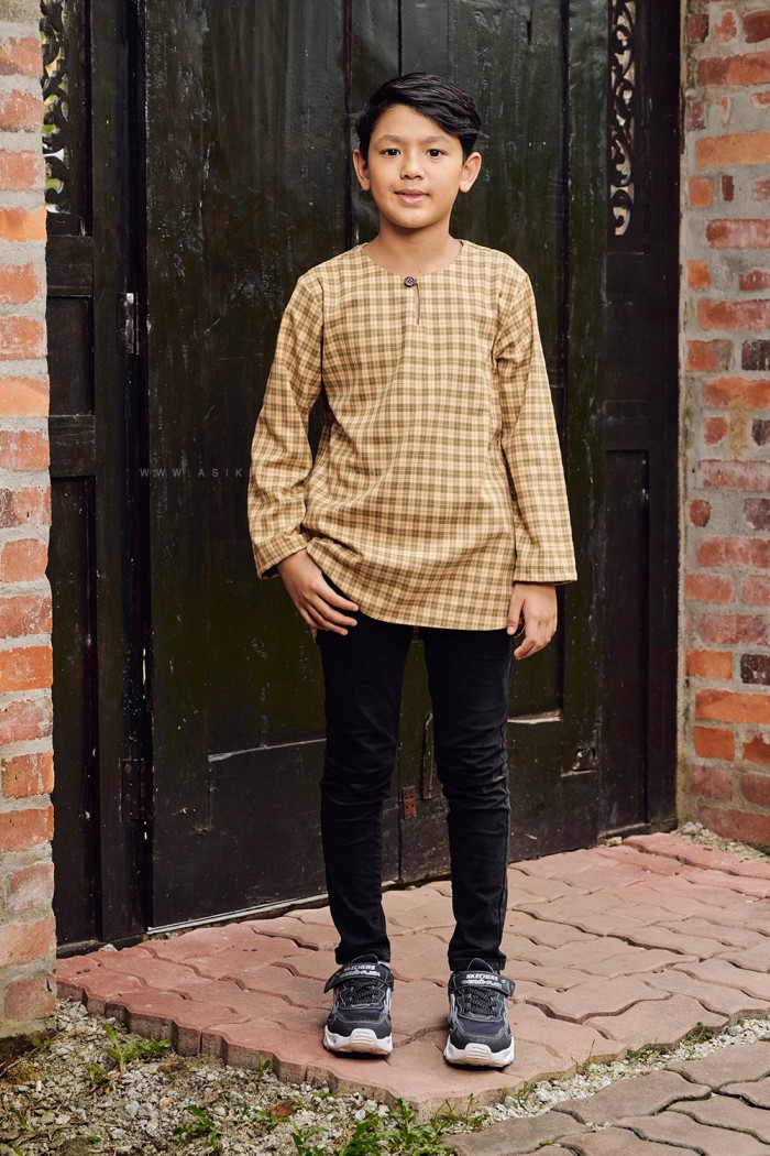 NADIM KURTA KIDS (NKK-D2) in OLIVE