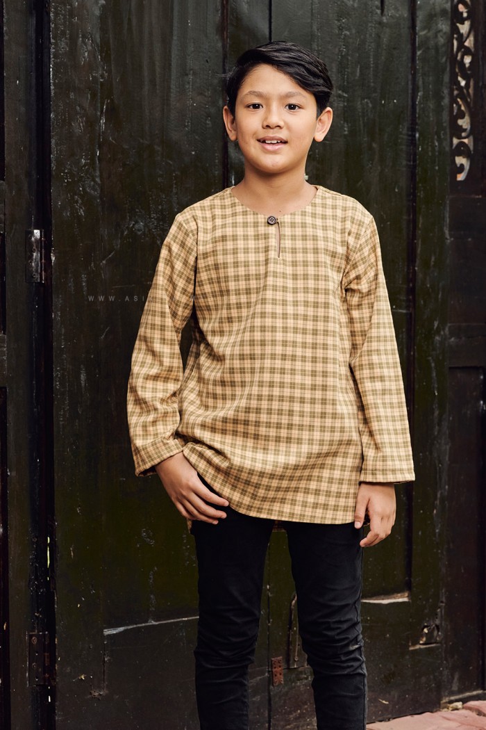 NADIM KURTA KIDS (NKK-D2) in OLIVE