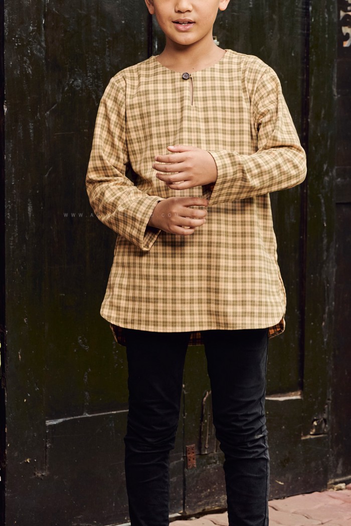 NADIM KURTA KIDS (NKK-D2) in OLIVE