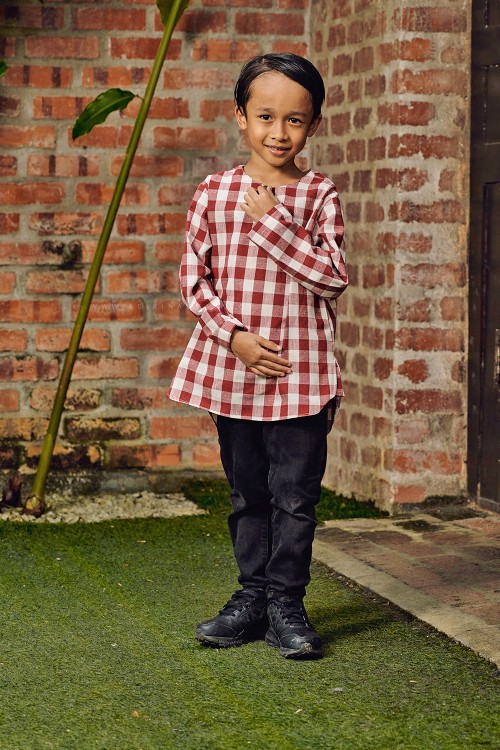 NADIM KURTA KIDS (NKK-D3) in RED