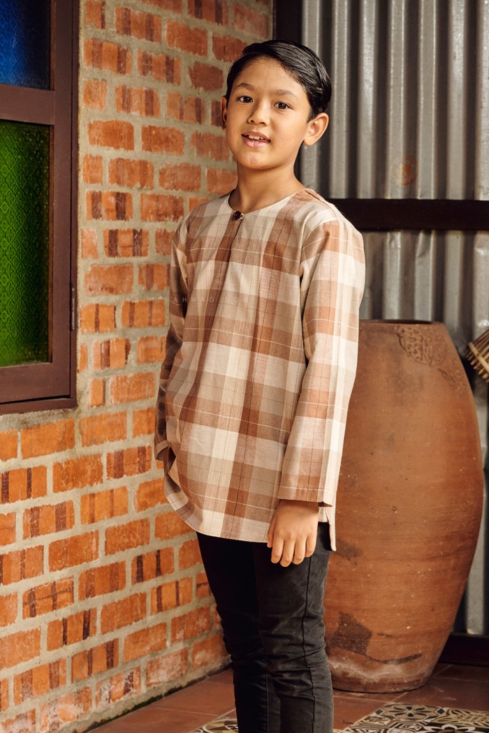 NADIM KURTA KIDS (NKK-D4) in LIGHT BROWN