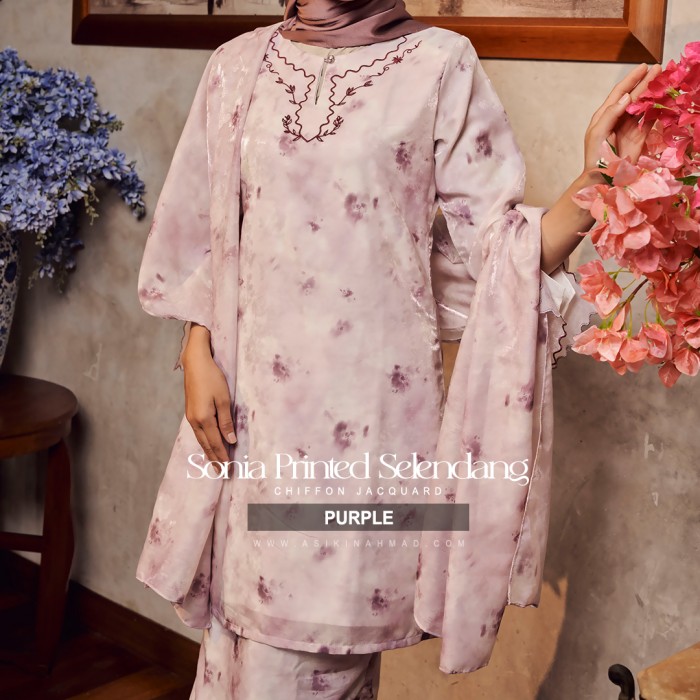 SONIA PRINTED SELENDANG IN PURPLE