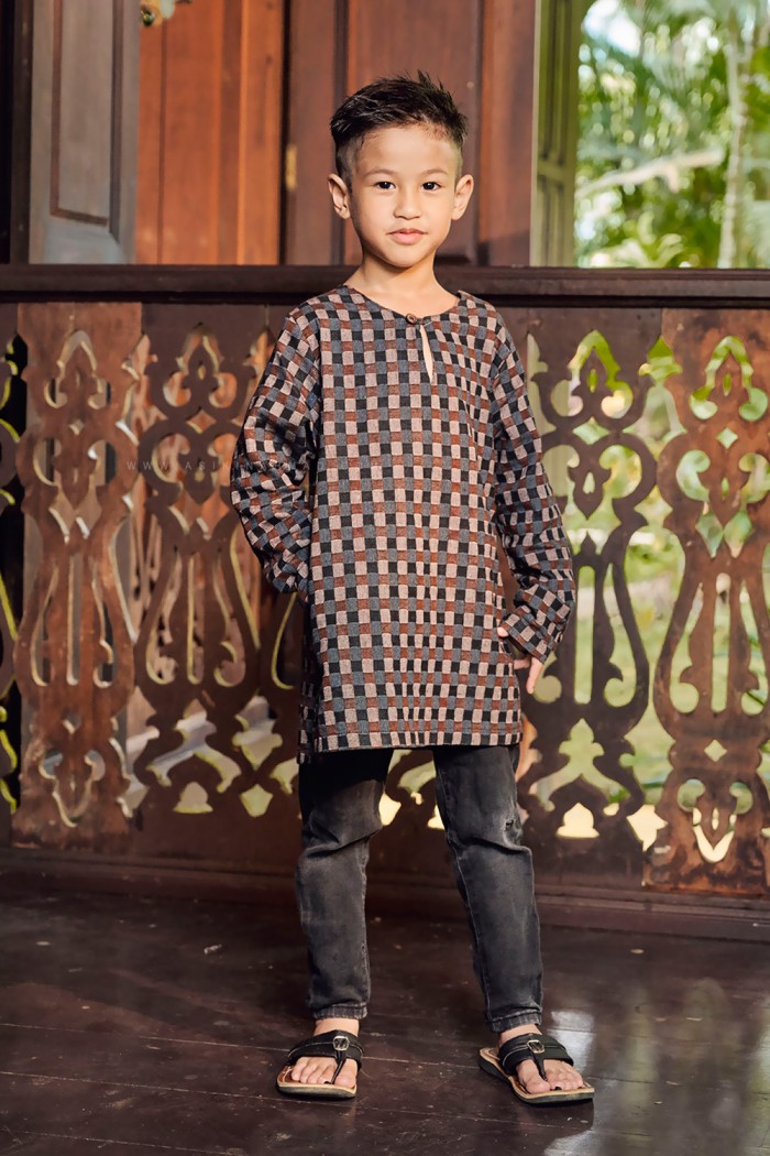 TUAH KURTA KIDS (TKK-D3) IN MAHOGANY BURGUNDY