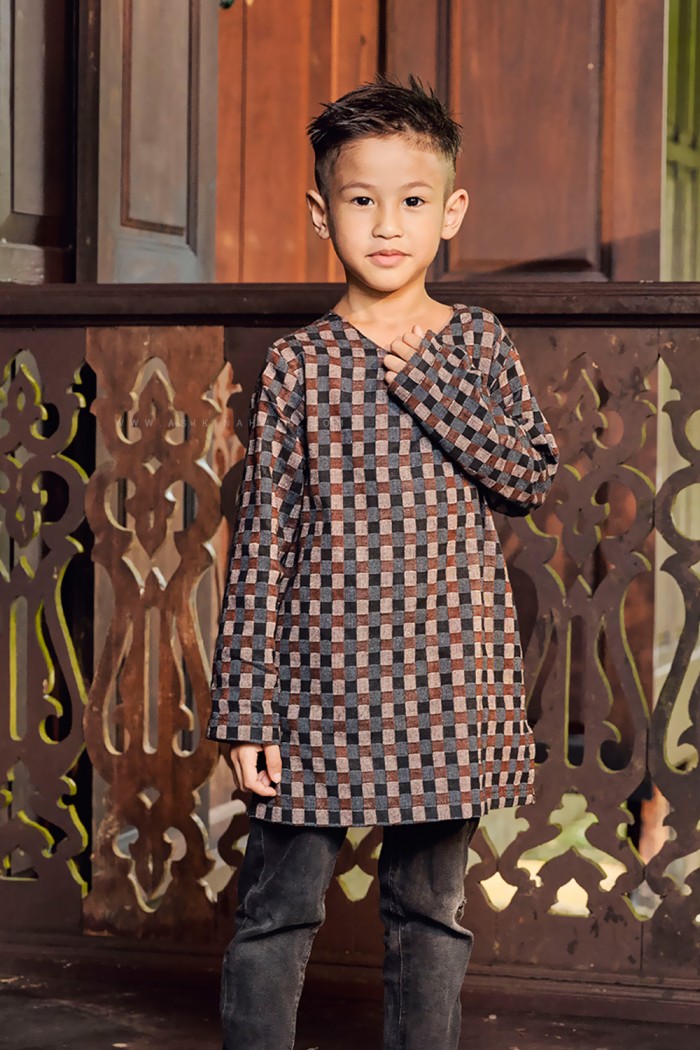 TUAH KURTA KIDS (TKK-D3) IN MAHOGANY BURGUNDY